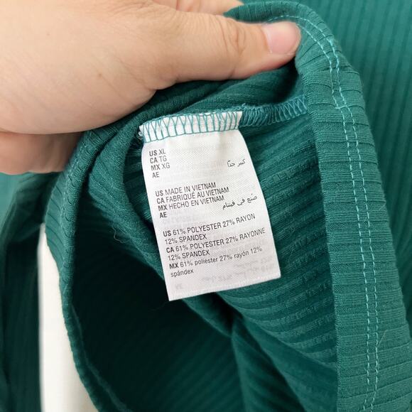 [Bar III] Forest Green Rib Knit Bodycon Scoop Neck Long Sleeve Shirt NWT Size XL - Picture 9 of 9